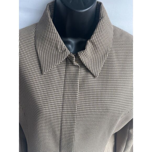 Vintage Uniform John Paul Richard Houndstooth Brown Zip Up Jacket Size 10 Retro - Picture 2 of 10
